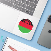 Ronde sticker met de vlag van Malawi (Laptop met iPhone)