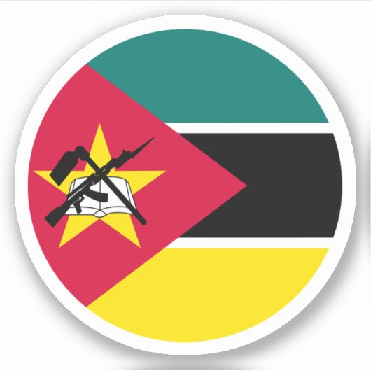 Ronde sticker met de vlag van Mozambique (Voorkant)
