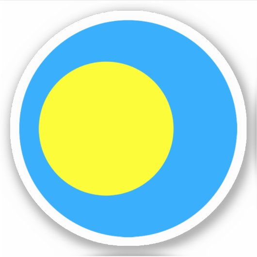 Ronde sticker met de vlag van Palau (Voorkant)