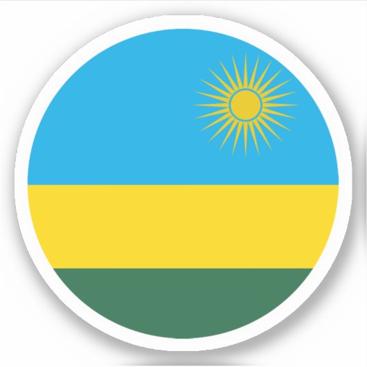 Ronde sticker met de vlag van Rwanda (Voorkant)