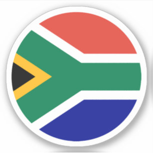 Ronde sticker met de vlag van Zuid-Afrika