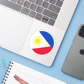 Ronde sticker met Filipijnse vlag (Laptop met iPhone)
