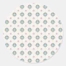 Ronde sticker met ingewikkeld blauw en geel