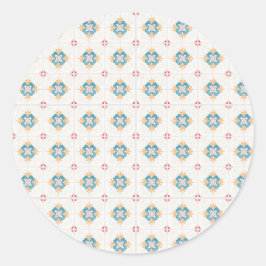 Ronde sticker met ingewikkeld blauw en geel