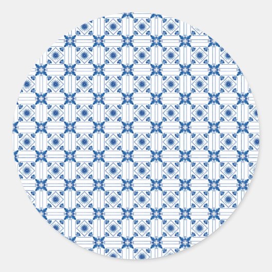 Ronde sticker met ingewikkelde blauwe en witte (Voorkant)