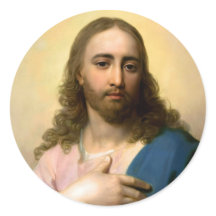 Ronde sticker met Jezus Christus
