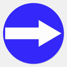 Ronde sticker met pijl aan de rechterkant