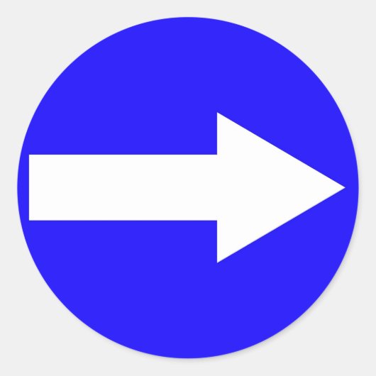 Ronde sticker met pijl aan de rechterkant (Voorkant)