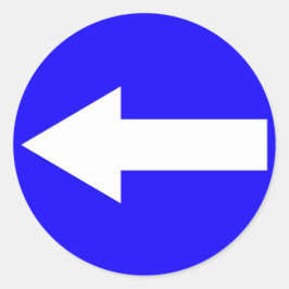 Ronde sticker met pijl naar links