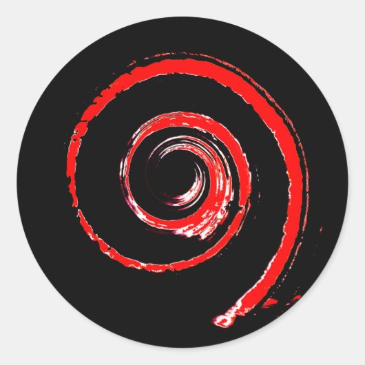 Ronde sticker met rode draden (Voorkant)