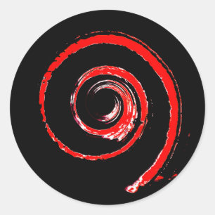 Ronde sticker met rode draden