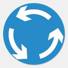 Ronde sticker met rotondeteken.