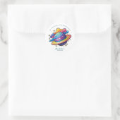 Ronde sticker met ruimteplaneet verjaardagsfeestje (Tas)