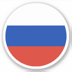 Ronde sticker met Russische vlag