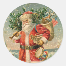 RONDE STICKER MET SANTA EN TREE ENVELOPE SEAL