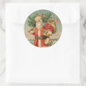 RONDE STICKER MET SANTA EN TREE ENVELOPE SEAL (Tas)