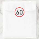 Ronde sticker met snelheidslimiet 60 teken (Tas)