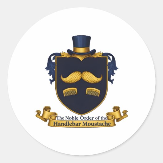 Ronde sticker met snor voor heren (Voorkant)