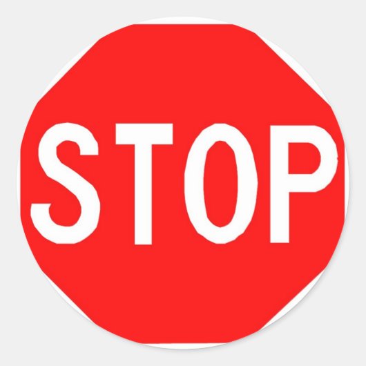 Ronde sticker met stopteken. (Voorkant)