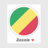 Ronde sticker met vlag van de Republiek Congo (Vel)