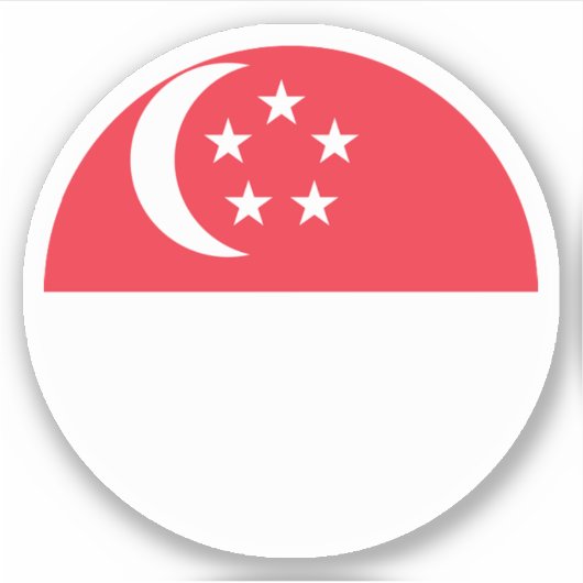Ronde sticker met vlag van Singapore (Voorkant)