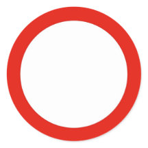 Ronde sticker met voer geen verkeersbord in.