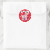 Ronde sticker met warme chocolade en pepermunt sno (Tas)