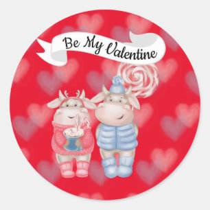 Ronde sticker met warme chocolade en pepermunt sno