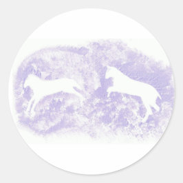 Ronde Sticker met witte paarden