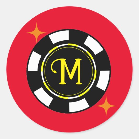 Ronde Sticker - Poker gepersonaliseerd (voeg initi (Voorkant)