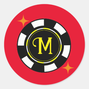 Ronde Sticker - Poker gepersonaliseerd (voeg initi