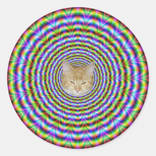 Ronde Sticker Psychedelic Neon Ripples (Voorkant)