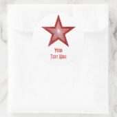 Ronde sticker Rood Star 'Jouw tekst' wit (Tas)
