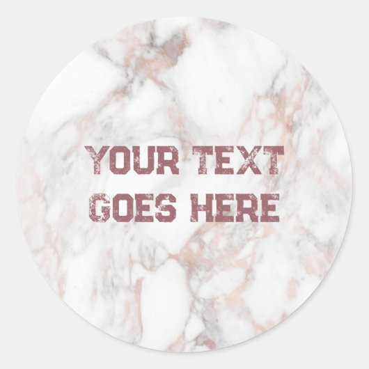 Ronde sticker Roos Gold White marble Sjabloon (Voorkant)
