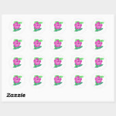 Ronde sticker Roze aquarel hibiscusbloem (Vel)