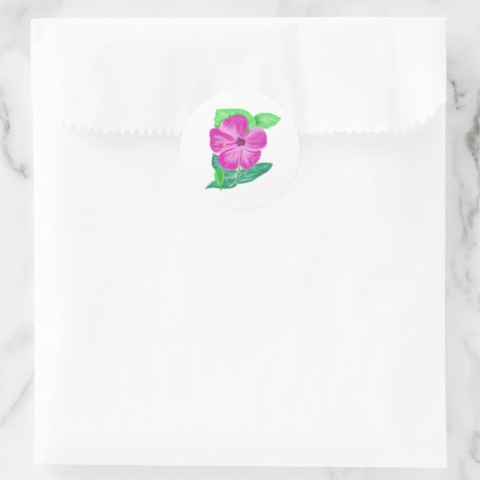Ronde sticker Roze aquarel hibiscusbloem (Tas)