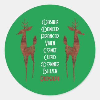 Ronde Sticker- Santa's Rendier -Rudolph Ronde Sticker