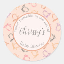 Ronde Sticker Schattigee pompoen in de patch