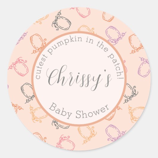 Ronde Sticker Schattigee pompoen in de patch (Voorkant)