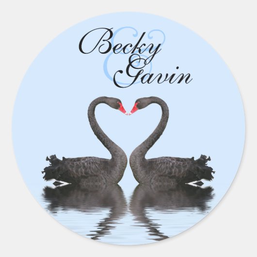 Ronde Sticker Seal Romancing Swans (Voorkant)