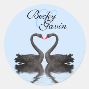 Ronde Sticker Seal Romancing Swans