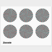 Ronde Sticker Turquoise en Rode Spiral Rays (Vel)