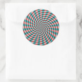 Ronde Sticker Turquoise en Rode Spiral Rays (Tas)