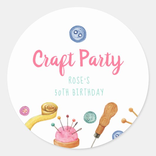 Ronde Sticker van Craft Party (Voorkant)