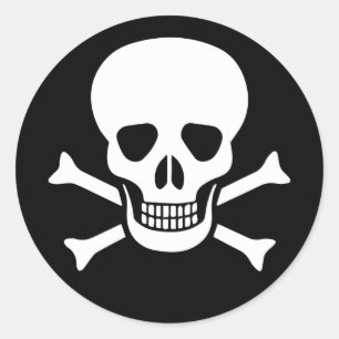 Ronde sticker van de menselijke schedel