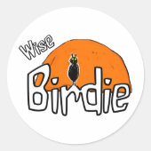 Ronde sticker van de soort Wise birdie (Voorkant)