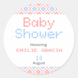 Ronde Sticker voor Baby shower | Pixelweven