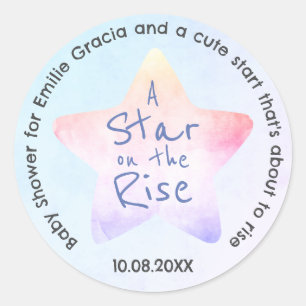 Ronde Sticker voor Baby shower rijzende ster