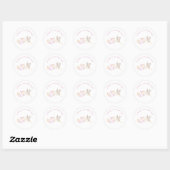 Ronde sticker voor babyfeest met Ooievaar Roze (Vel)