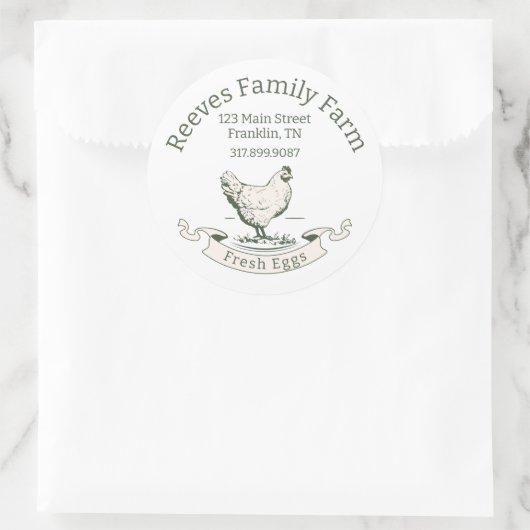 Ronde sticker voor eierkartons (Tas)